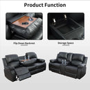 Black Recliner Sofa Set For Living Room Theater Seating