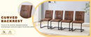 Table and chair set.A 49.6*30 Inch Transparent Tempered Glass Dining Table With Wood Grain MDF Legs.Paired With 4 Ergonomic Brown Technology Fabric Dining Chairs,Black Metal Legs.