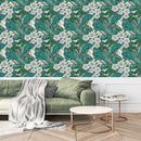 Chameleon and White Flowers Wallpaper