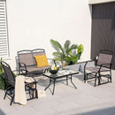 4 Piece Patio Glider Set With Gliding Loveseat Glass Table