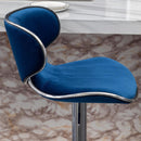 Blue Velvet Upholstered Adjustable Swivel Barstool Set Of 2