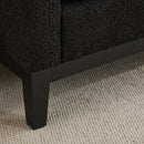 Elegant Upholstered Bench, Daybed, Ottoman with Wood Legs & 2 Bolster Pillows, Black Boucle, 66.34'