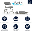 Gray Metal Folding Event Chairs With Cushioned Seats Set Of 2