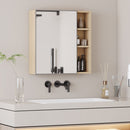 Natural Wood Grain Multi-Function Mirror Cabinet - Clear Mirror and Storage Space. MDF material mirror cabinet,a separate wall mounted bathroom mirror for storage and space saving.