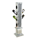 UK Style Crushed Diamond Floating Silver Mirrored Wine Bottle Holder MDF Glass
