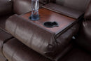 Brown Bonded Leather Manual Reclining Living Room Sofa Set