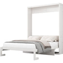 Full Size Murphy Bed with 1 Side Cabinet Storage Shelf, 61.5-inch Cabinet Bed Folding Wall Bed with Desk Combo Perfect for Guest Room,Study, Office,White(old sku:BS7012008109C)