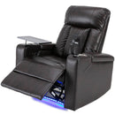 Premium Power Recliner with Storage Arms, Cupholders, Swivel Tray Table and Cell Phone Stand, Brown PU Leather, 35'' x 29.9'' x 41.2''