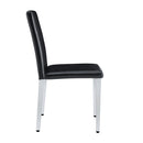 Simple and Versatile Four Black PU Dining Chairs with Silver Metal Legs