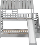 Twin Over Twin Bunk Bed With Slide For Kids Room Decor