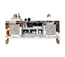 60' Mirrored TV Stand with Crushed Diamond Glass Doors - Modern Media Entertainment Center for Living Room, Adjustable Storage TV Console Table for 65-Inch TV