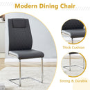 Table and chair set.55'x31.4' Cream-Style White MDF Dining Table Set with 6 Dark Gray Chairs With Silver Metal Legs.MDF Tabletop and metal frame legs.Adding a warm atmosphere to your family.