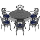 47.24-inch Cast Aluminum Patio Dining Table With Black Frame and Carved Texture on the Tabletop