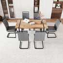 59 "Rural Industrial Rectangular MDF Wood Color Dining Table Set and PU Armless Dining Chair Set 6. Kitchen Black Metal Table Leg Dining Chair Set