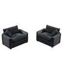Luxurious Grey Corduroy Deep Seated Sofa Set with Two Single Chairs for Bedroom and Office