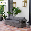 Three Seater Wicker Sofa with Side Tray Tables