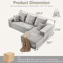 107 Inch Grey Corduroy L Shaped Modular Sleeper Sofa