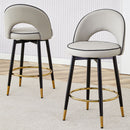 Modern Upholstered 360° Rotatable Bar Chair With Metal Legs For Dining Room (Set of 2)