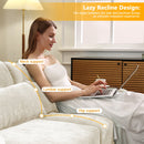 Elegant Four-Seater Sofa with Movable Ottoman and Lumbar Pillow, Beige Chenille Fabric, Solid Wood Frame, Ergonomic Design