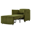 Upholstered Convertible Sleeper Sofa with Adjustable Backrest, Side Pockets, Storage Basket, Green Chenille, 31.5'