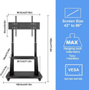 Mobile Tv Cart On Wheels For 42 To 100 Inch Screens