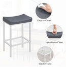 Saddle Bar Stools Set of 2, 24.8 Inches, White and Gray