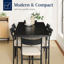 Six Seat Contemporary Dining Set Black Upholstered