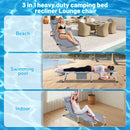 3-in-1 Heavy Duty Tanning Chair with Face Hole Adjustable 5-Position Folding Chaise Lounge Chairs for Outside Portable Lay Flat Beach Lounge Chair for Outdoor Sunbathing Patio Pool Lawn Camping Deck P