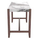 5-Piece Counter Height Dining Set, Faux Marble Bar Table with 4 Upholstered Chairs, Mid-Century Style for Kitchen or Small Spaces