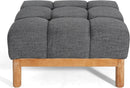 Modern Gray Fabric Ottoman With Walnut Finish WoodFrame