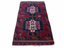 2' 9" X 4' 7" Vintage Handmade Tribal Wool Rug Balouchi Rug Afghan Rug Red Beige
