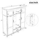 U-Can 85.2''H Hall Tree with Bench and 3 Hooks, Modern Entryway Storage Organizer Cabinet with 4 Doors, 1 Drawer and Adjustable Shelves for Hallway, Entryway, Living Room