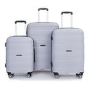 Hardshell Suitcase Spinner Wheels PP Luggage Sets Lightweight Durable Suitcase with TSA Lock,3-Piece Set (20/24/28), Silver