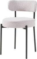Round Upholstered Boucle Dining Chair Grey With Black Legs