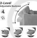 Grey Adjustable Backrest Convertible Sleeper Sofa Bed