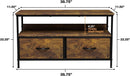2 Drawer TV Stand Chest For Living Room With Open Shelf And Fabric Drawers For Media Storage