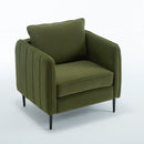 Accent Chair for Living Room, Velvet Comfy Single Sofa Chair Mid-Century Modern Armchair with 1 Pillow and Metal Legs for Bedroom Office Reading