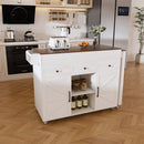 Modern Kitchen Island with Extendable Dining Table & Power Outlet, White MDF, 74.8'