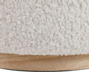 Cream Sherpa Deluxe Storage Ottoman Solidwood Base