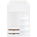 Twin Size Loft Bed with Desk, Wardrobes, 4 Drawers and 4 Shelves-White