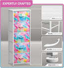 Kids Dresser Five Drawer Storage Chest With Fabric Drawers