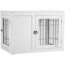 Dog Crate Furniture Wire Indoor Pet Kennel Cage, End Table with Double Doors, Locks for Small and Medium Dog House, White