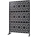 Outdoor & Indoor Privacy Screen Metal Privacy Screen 76' H×48' W, Freestanding Decorative Privacy Screen for Deck Balcony Patio, Privacy Fence Panels for Outside Lawn Garden PS118 BLACK