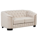 Modern Velvet Upholstered Loveseat Sofa with Thick Removable Seat Cushion, Beige, 64.3 Inches