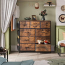 Dresser With 10 Drawers In Rustic Brown Wood Grain Finish