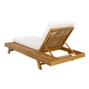 LOUNGE CHAISE SET, SPACE AVAILABLE ON ONE SIDE,ACACIA SOLID WOOD WITH LOUNGE CUSHION (CREAM & TRIPLE FOLD) - MATCHING DARK GREY VERSION AVAILABLE