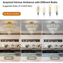 Gold Crystal Chandeliers,5-Tier Round Semi Flush Mount Chandelier Light Fixture,Large Contemporary Luxury Ceiling