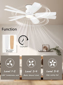 52 Inch Flush Mount Ceiling Fan Remote App Control