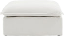White Hemp Velvet Ottoman Footstool Removable Covers