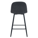 Dark Gray Linen Fabric Bar Chair Set - Two Pieces, Rounded Backrest, Metal Legs, Multiple Colors